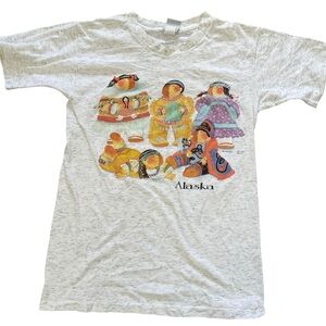Vintage Alaska Graphic T-Shirt - White with Colorful Print Tee